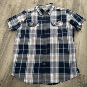 Eddie Bauer Shirt Mens Sz Medium Blue Plaid Vented Fishing Hiking Outdoor